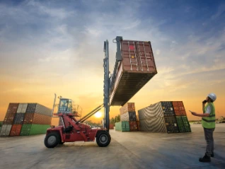 Cargo lift sunset 