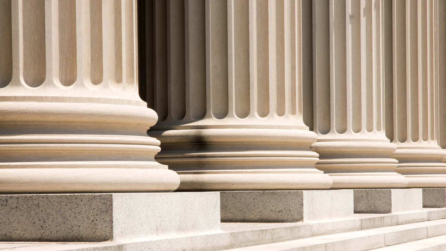 Old stone pillars bank