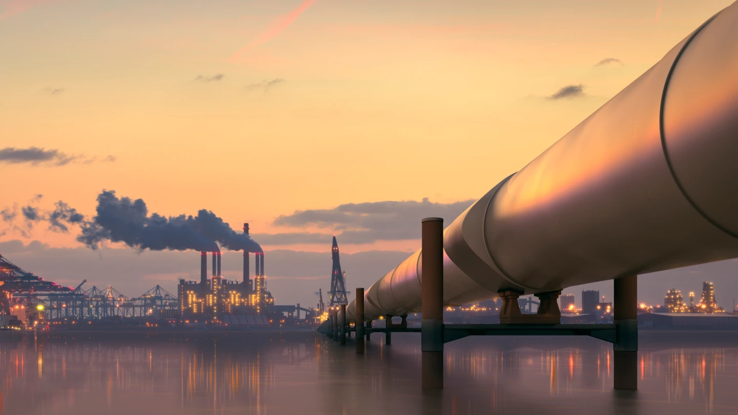 Gas pipeline stretching out to sea