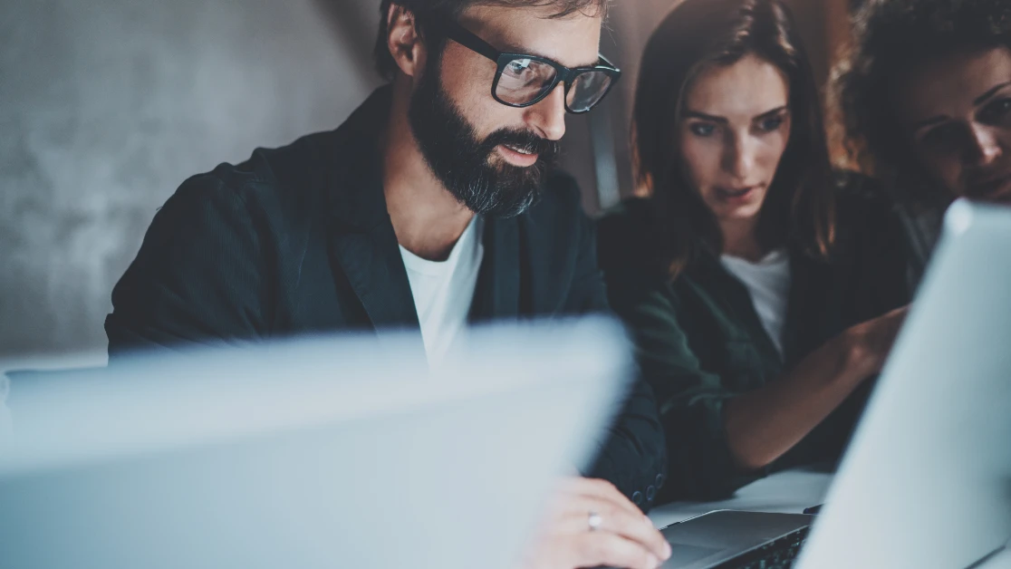 People behind laptop